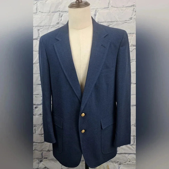 Vintage 80s 90s Stafford Men's Blazer Sport Coat Tailored in USA Blue 43R  42R - Picture 16 of 16